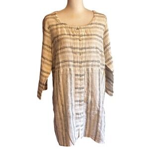 Pure Jill Striped Tunic/Jacket, Medium, resort, minimalist, coastal, neutral